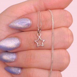 Conjunto Cadena Veneziana Fina y Dije Estrella 15mm de Plata